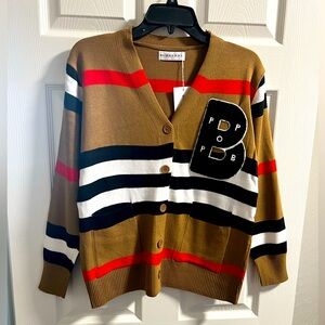 NWT Burberry logo cardigan Size XL to XXL stretchy